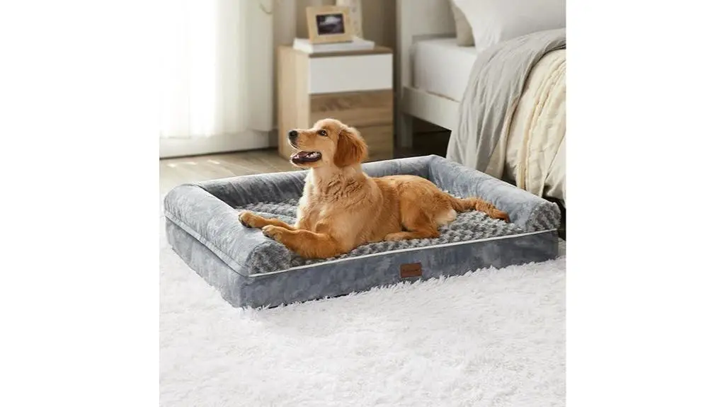 large dogs grey bed