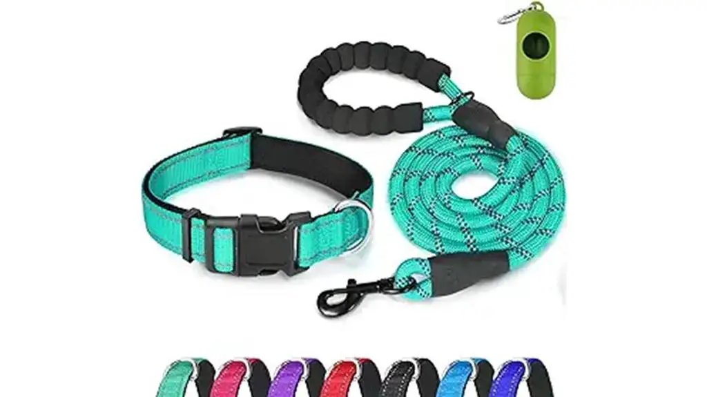 reflective teal collar set